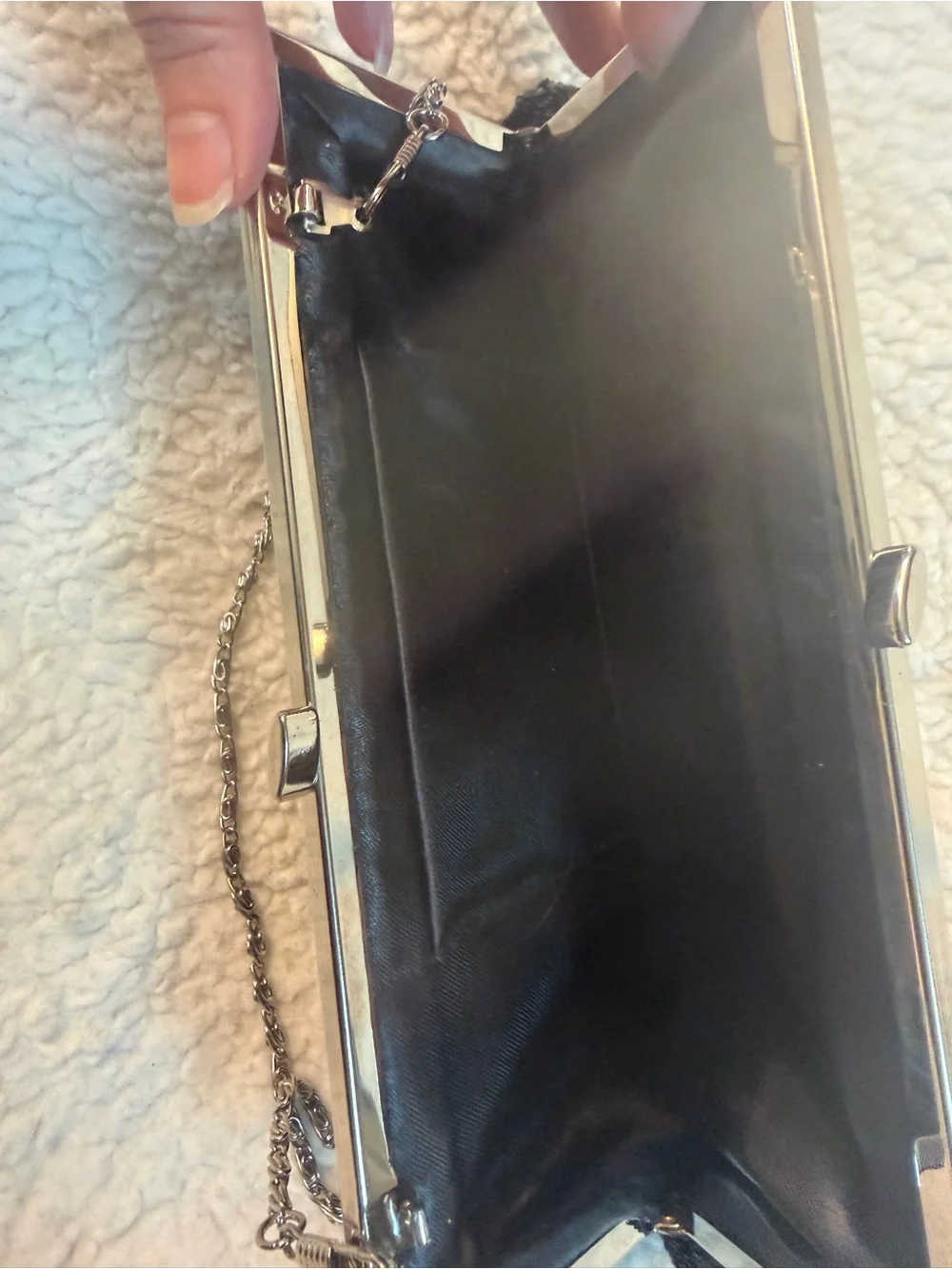Vintage Black Beaded Evening Clutch with Chain Strap